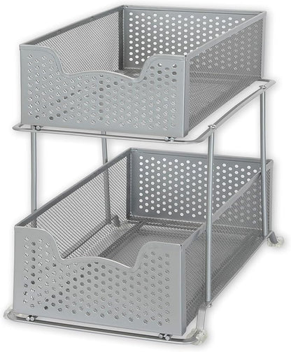 SIMPLE HOUSEWARE 2 Tier Sliding Cabinet Basket Organizer Drawer - Image 5