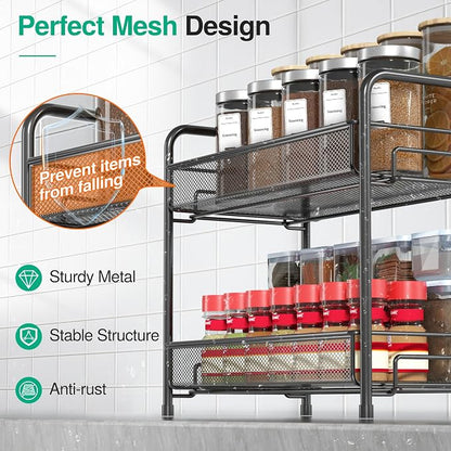Spice Rack Organizer for Countertop 2 Pack, 2-Tier Counter Foldable Metal - Image 6