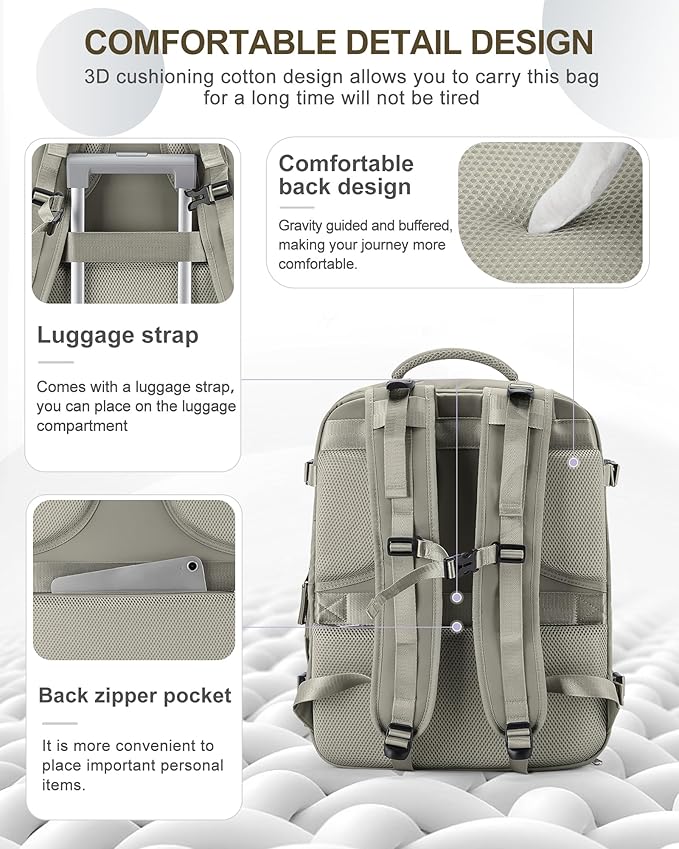 coowoz Large Travel Backpack Carry On for Women Man Waterproof Gym Backpacks with Laptop Compartment Mochila de Viaje Teacher Personal Item Backpack Rucksack Airplane Accessories Must Haves(Brown)