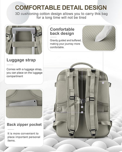 coowoz Large Travel Backpack Carry On for Women Man Waterproof Gym Backpacks with Laptop Compartment Mochila de Viaje Teacher Personal Item Backpack Rucksack Airplane Accessories Must Haves(Brown)