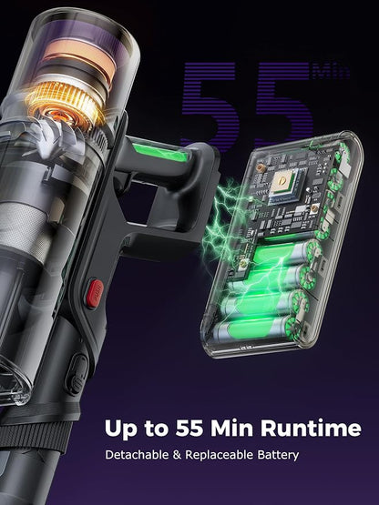 Proscenic Cordless Vacuum Cleaner, 45Kpa 55Mins Runtime, 180°Bendable Wand - Image 5