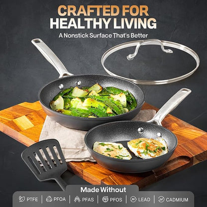 Granitestone 8 Inch Nonstick Frying Pan Skillet, Hard Anodized Granite Coating - Image 3