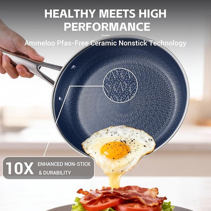 Ammeloo Hybrid Stainless Steel Cookware Set, 17-Piece Tri-Ply Pots and Pans Set - Image 9