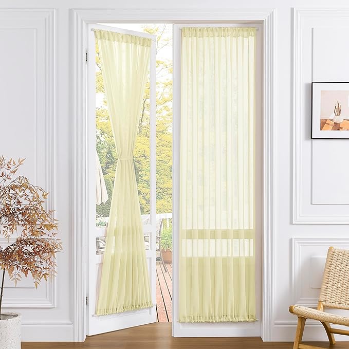 Tollpiz Sheer Door Curtain Closet Linen Textured Curtains Sheer Doorway Light by Tollpiz