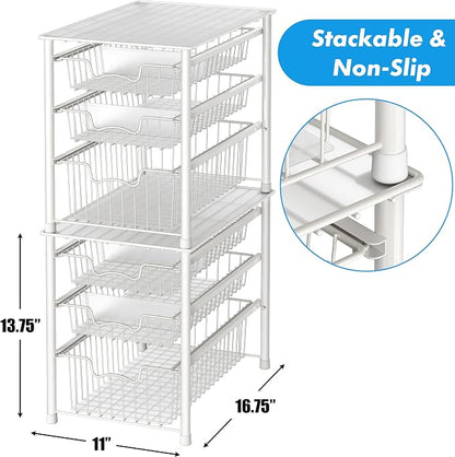 Simple Houseware Stackable 3 Tier Sliding Basket Organizer Drawer - Image 3