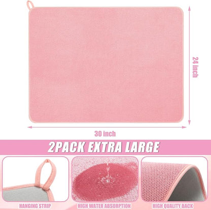 Hushee 2 Pack Extra Large Dish Drying Mat Microfiber Absorbent Dish Drying Pad - Image 2