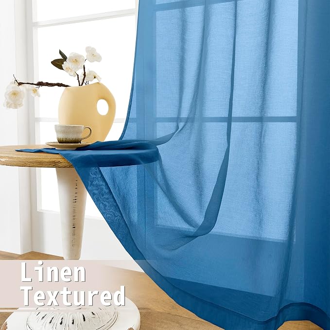 Tollpiz Sheer Curtains Closet Linen Textured Curtain Sheers Doorway Light - Image 4