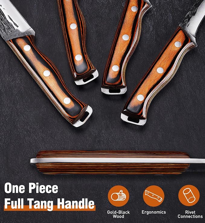 Naitesen 4PCS Hand Forged Butcher Knife and Kitchen Knife 2 in 1 Set, Heavy - Image 6