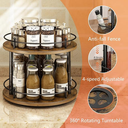 2 Tier Lazy Susan Organizer, 2-Tier Spinning Spice Rack - Image 3