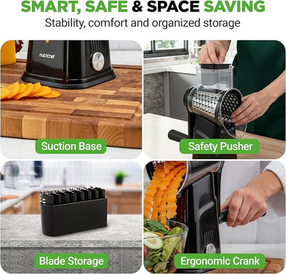 NutriChef 5 in 1 Cheese Grater & Shredder | 5 Different Blades - Image 7