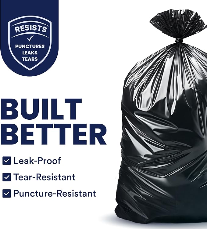 Plasticplace 55-60 Gallon Trash Bags │ 1.0 Mil │ Black Heavy Duty Garbage Can - Image 2