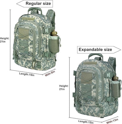 Large Tactical Backpack for Men Military Backpack with DIY System for Travel, Work,Camping,Hunting,Hiking,Sports (Camo A)