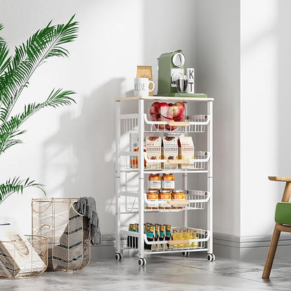 5-Layer Fruit Basket Kitchen Food Storage Organizer and Storage Rack, Stackable - Image 2