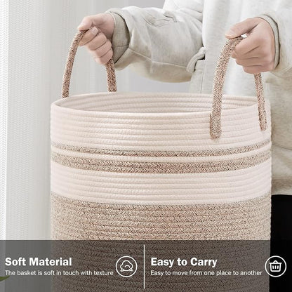 YOUDENOVA Woven Rope Laundry Hamper Basket, 100L Tall Laundry Basket, Baby - Image 3
