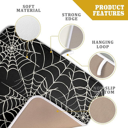 Halloween Dish Drying Mat for Kitchen Counter 16x18 Spider Web Black Holiday - Image 4