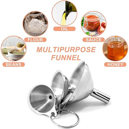 Anaeat Stainless Steel Mini Kitchen Funnel Set, 3 Pack Durable Metal Filling - Image 7