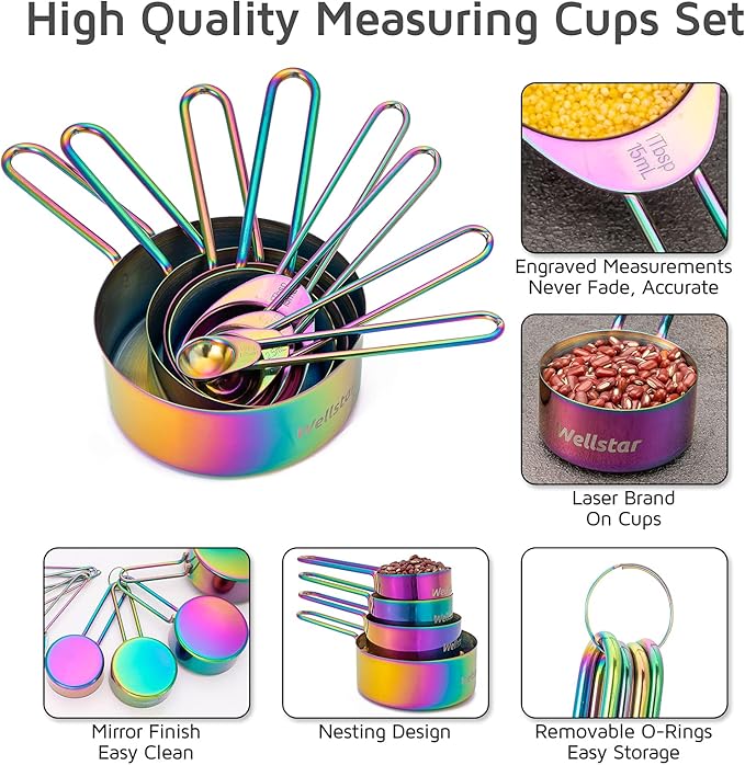 WELLSTAR Measuring Cups and Spoons Set of 8, Food Grade 18/8 Stainless Steel - Image 5