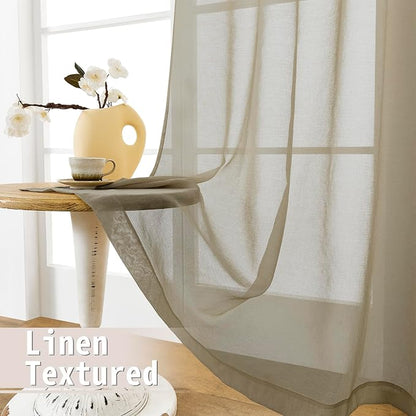 Tollpiz Sheer Door Curtains Closet Linen Textured Curtains Sheer Doorway Light - Image 4