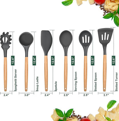 E-far Cooking Utensils Set of 6, Silicone Kitchen Utensils - Image 2