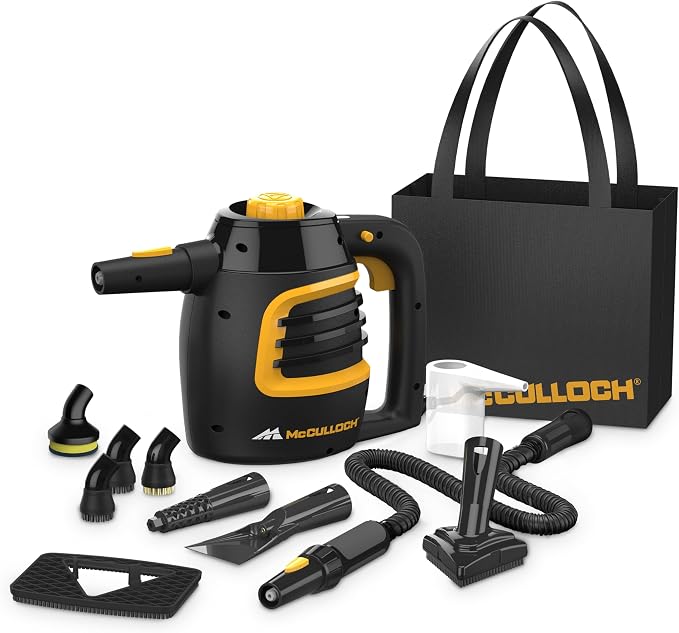 McCulloch MC1230 Handheld Steam Cleaner, 10 Minute Runtime, 11 Accessories: Jet by McCulloch
