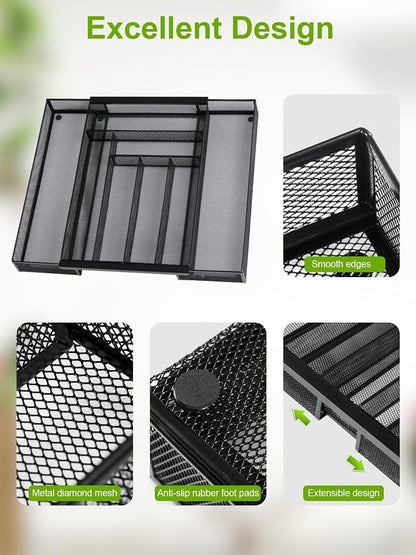 Silverware Organizer Metal Mesh, Large Drawer Organizer, Utensil Cutlery Tray - Image 3