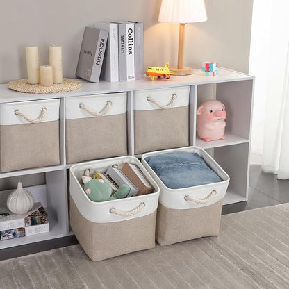 Mangata Canvas Storage Boxes, 11.8 Inch Cube Storage Bins Set of 6 - Image 5
