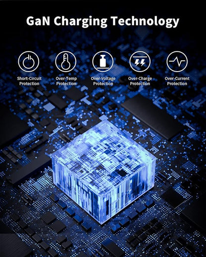 LULULOOK 100W USB C Charger, 4-Port GaN Fast Charging Block, PD Type-C Wall Charger Travel Adapter for MacBook Pro/Air, iPhone 16, Pixelbook, iPad, Samsung Galaxy S24, Console, UK/EU/AU Plug Included