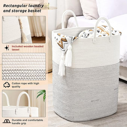 Woven Laundry Basket for Clothes, 100 L Large Rectangle Laundry Hampers - Image 3