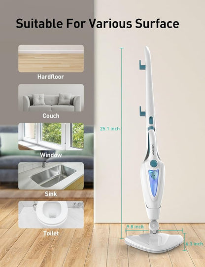 12-in-1 Steam Mop, Fast 15-Sec Heat-Up, 1500W Detachable Handheld Steam Cleaner - Image 5