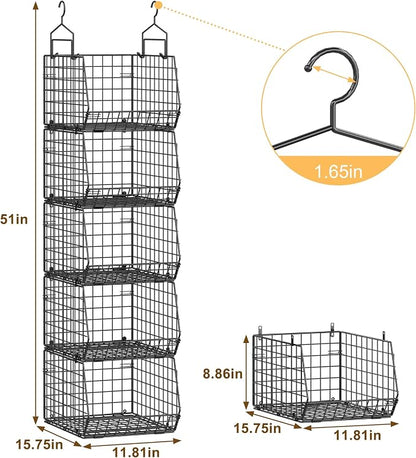 Deeper 4'' Design 5 Tier Foldable Hanging Closet Organizer and Storage，Wire - Image 3