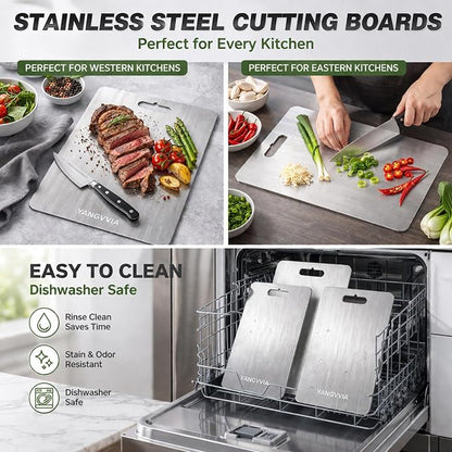 Cutting Board, 316L Food-Grade Stainless Steel Cutting Board Set of 3 | - Image 4