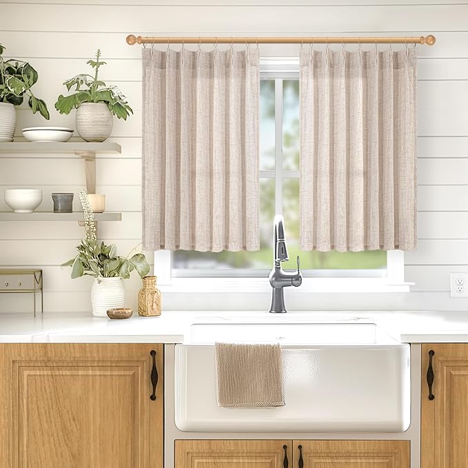 YoungsTex Cafe Linen Curtains 36 Inch Length - Image 2