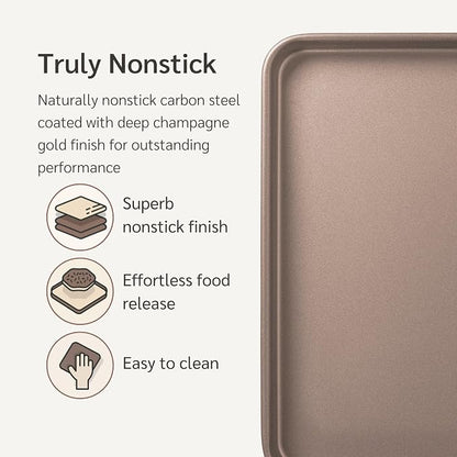 HAPPIELS 9 x 13-Inch Nonstick Quarter Sheet Pan Set of 2 | Non-Toxic, Rimmed - Image 2