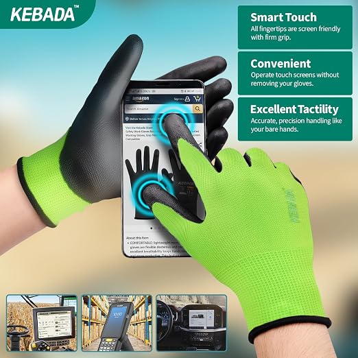 Kebada W1 Work Gloves for Men and Women, PU Coated Safety Gloves - Image 3