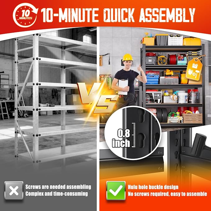 Set of 2 Garage Shelving-2050 lbs 5 Tier Storage Shelves, Adjustable Heavy Duty - Image 6