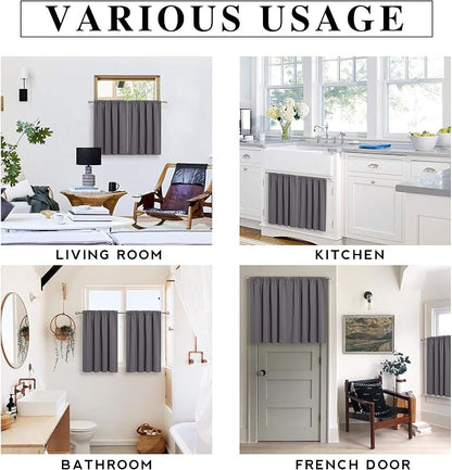 RYB HOME Blackout Curtains for Bedroom, Small Window Valances Tiers Curtain Set - Image 7
