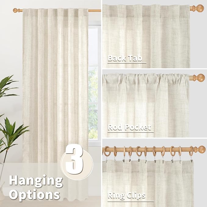 YoungsTex Linen Semi Sheer Curtains 84 Inch Length - Image 6