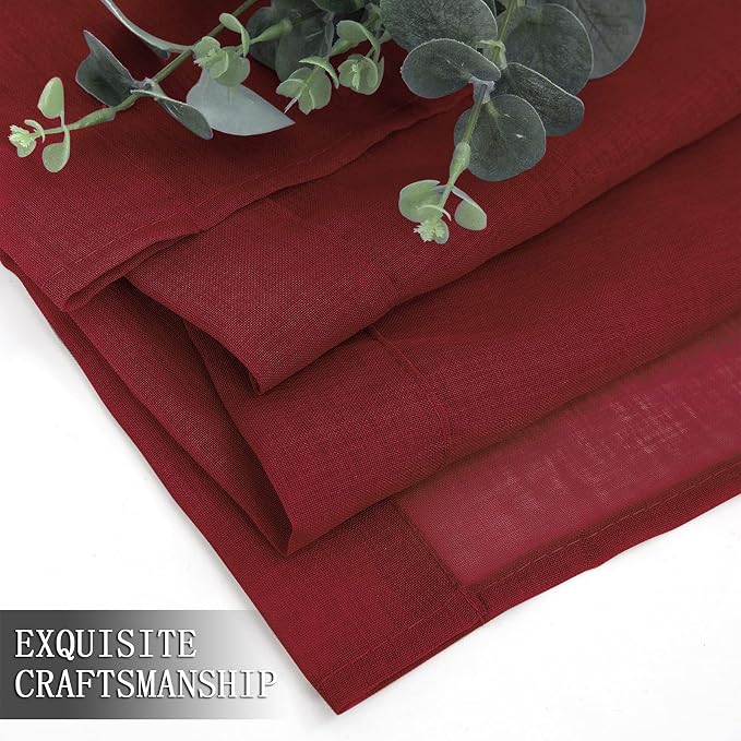 Tollpiz Short Sheer Curtains Linen Textured Bedroom Curtain Sheers Light - Image 7