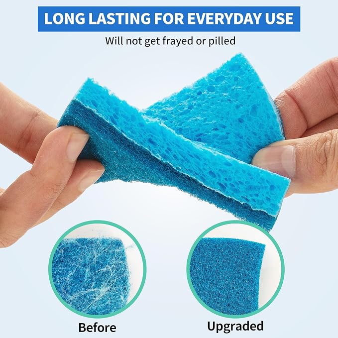 HOMERHYME Non-Scratch Cellulose Scrub Sponges 24 Pack, Kitchen Sponge - Image 3