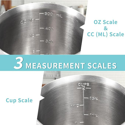 Newness 3-Pack Stainless Steel Measuring Cups Set, Metal Measuring Cup - Image 3