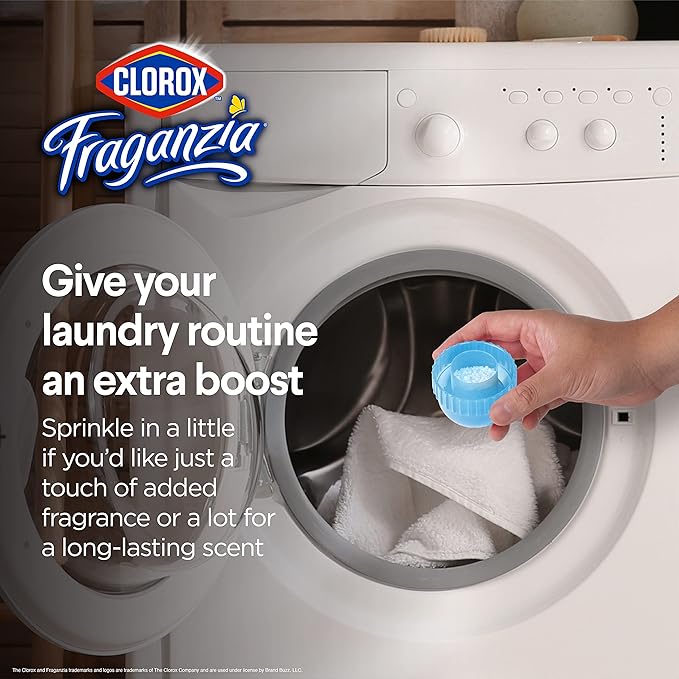 Clorox Fraganzia Laundry Scent Booster Crystals in Morning Sky Scent - Scented In-Wash Freshener Beads for Fresh, Clean, Great Smelling Clothes and Linens, 18 Oz - 2 Pack