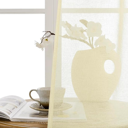 Tollpiz Sheer Door Curtains Closet Linen Textured Curtains Sheer Doorway Light - Image 9