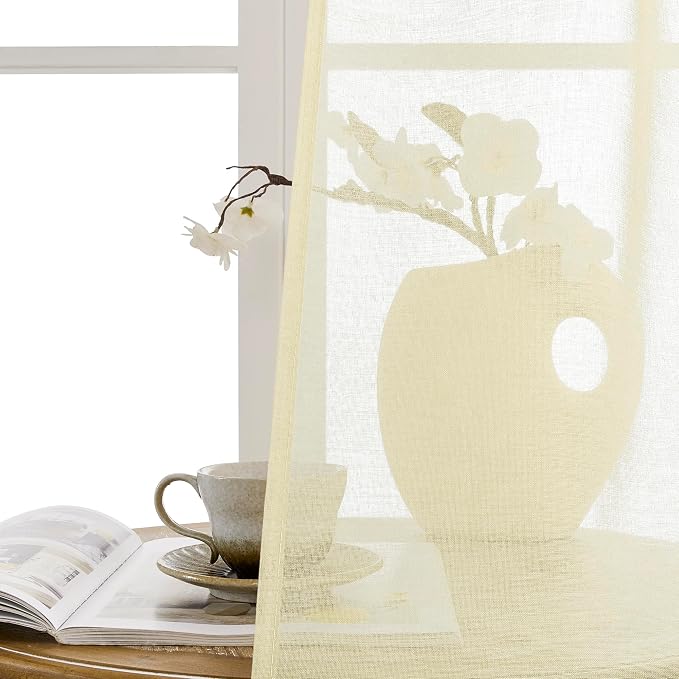 Tollpiz Sheer Door Curtains Closet Linen Textured Curtain Sheers Doorway Light - Image 9