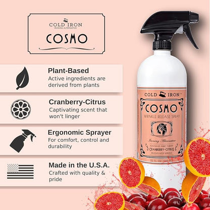 Cold Iron Wrinkle Release Spray 32 fl oz. Cranberry-Citrus. Plant Based Ironing - Image 2