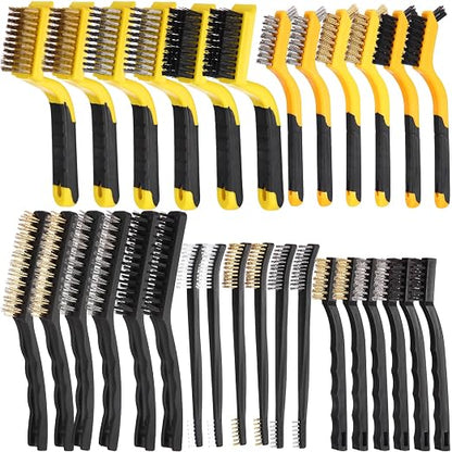 Sumind 30 Pcs Wire Cleaning Brush Set Nylon/ Stainless Steel/ Brass Metal Brush by Sumind