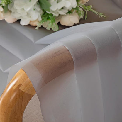 Chyhomenyc Light Grey Sheer Curtains 63 Inch Length 2 Panels, Light Filtering - Image 2