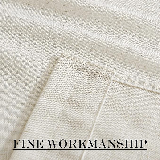 NICETOWN Front Door Curtain - Soft Beige Linen Weave Pattern Door Shade for Windows Light Filtering Rod Pocket French Window Cover for Entryway/Garage with Tieback, 1 Panel, 26" W x 40" L