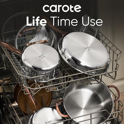 CAROTE 1.5Qt Stainless Steel Saucepan, Non-Toxic 3-Ply Stainless Steel Cookware - Image 6