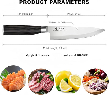 imarku Chef Knife 8-Inch Pro Japanese Kitchen Knife High-Carbon Stainless Steel - Image 3