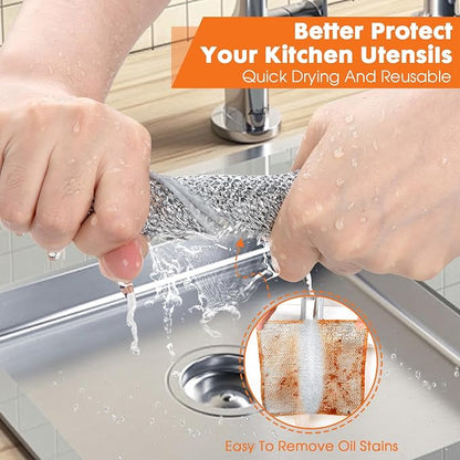 COBETE Non Scratch Wire Dishcloth, Double-Layer Wire Dishwashing Rags - Image 3